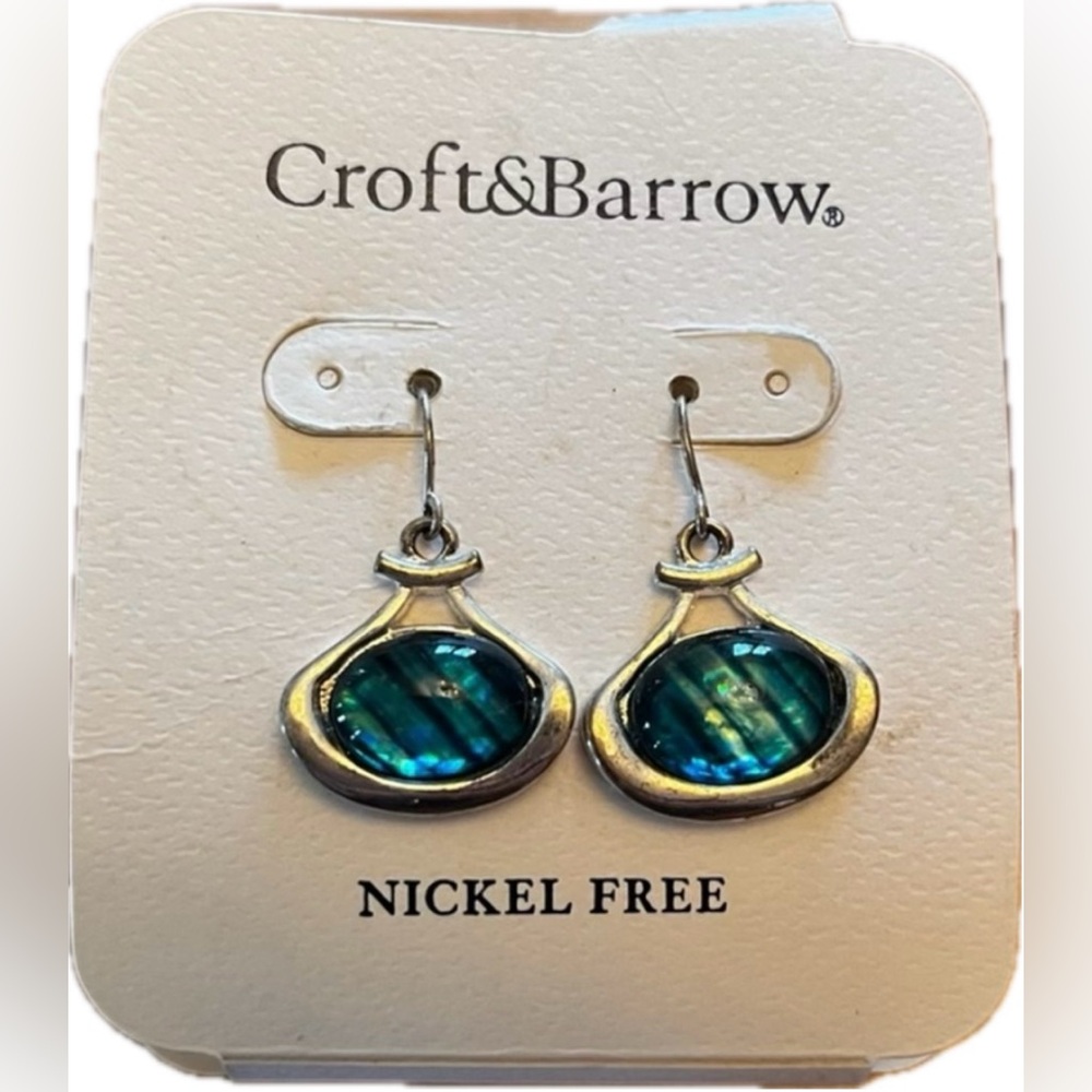 Croft & Barrow blue silver earrings. Nickel free. New with tags.